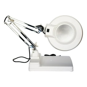 Welding Service and Stainless Steel Stand,Desktop Magnifier with Light for Read,Electronic White Foldable LED Magnifying Glass Desk Lamp for Close Work 20x Magnifier with Rectangle Base